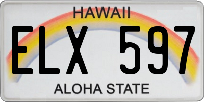 HI license plate ELX597
