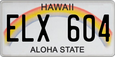 HI license plate ELX604