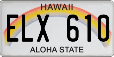 HI license plate ELX610