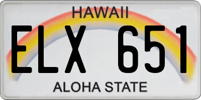 HI license plate ELX651