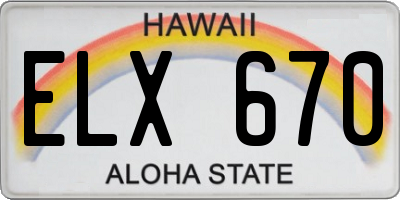 HI license plate ELX670
