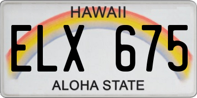 HI license plate ELX675