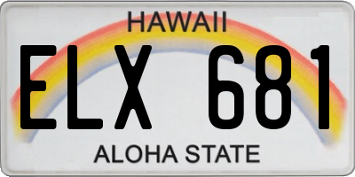 HI license plate ELX681