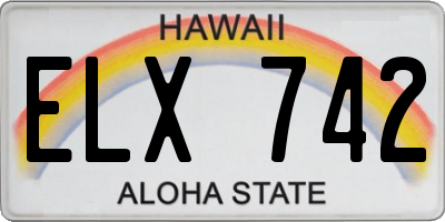 HI license plate ELX742