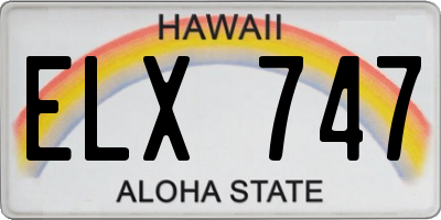 HI license plate ELX747