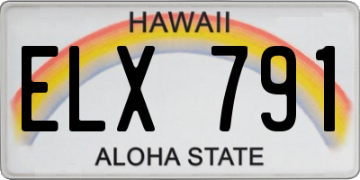 HI license plate ELX791