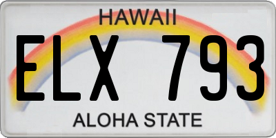 HI license plate ELX793
