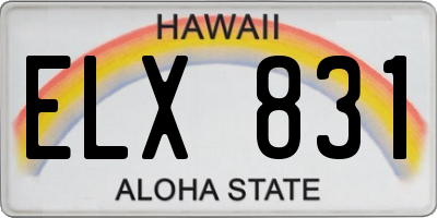 HI license plate ELX831