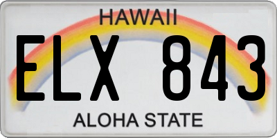 HI license plate ELX843