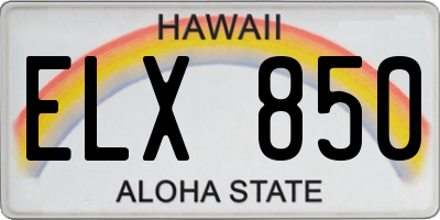 HI license plate ELX850