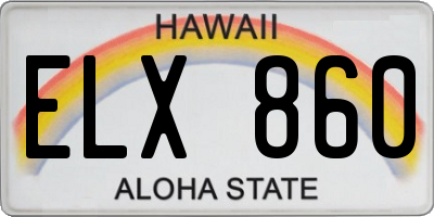 HI license plate ELX860
