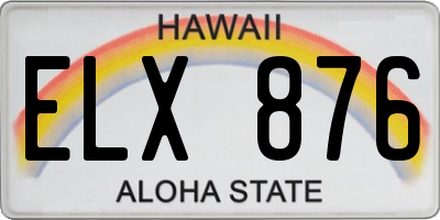 HI license plate ELX876