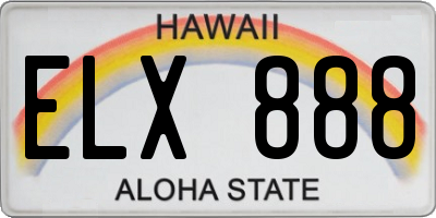 HI license plate ELX888