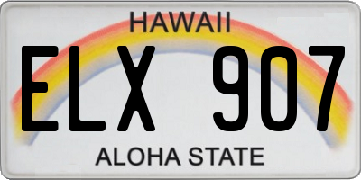 HI license plate ELX907