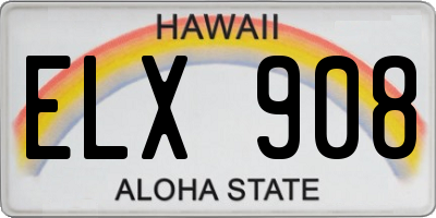 HI license plate ELX908