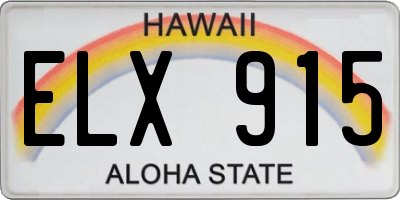 HI license plate ELX915