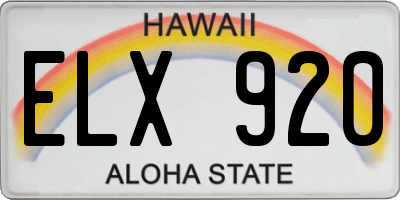 HI license plate ELX920