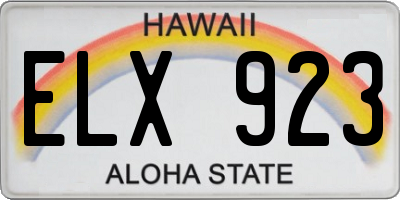 HI license plate ELX923