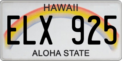HI license plate ELX925