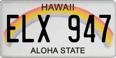 HI license plate ELX947