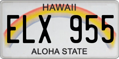 HI license plate ELX955