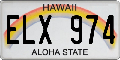 HI license plate ELX974