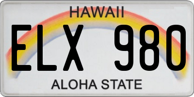 HI license plate ELX980