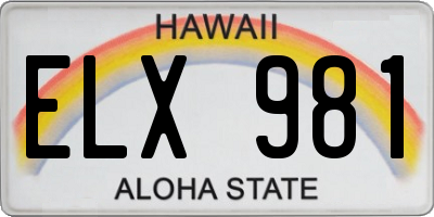 HI license plate ELX981