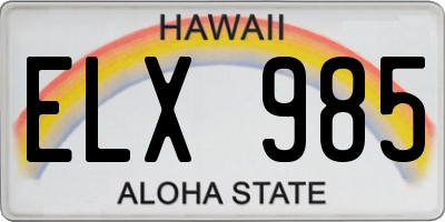 HI license plate ELX985
