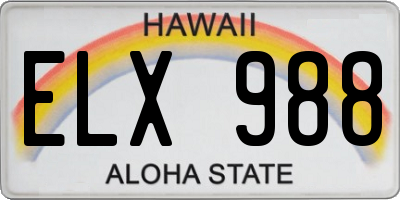 HI license plate ELX988