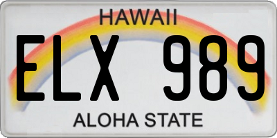 HI license plate ELX989