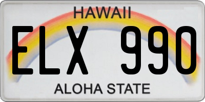 HI license plate ELX990