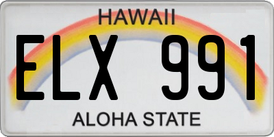 HI license plate ELX991