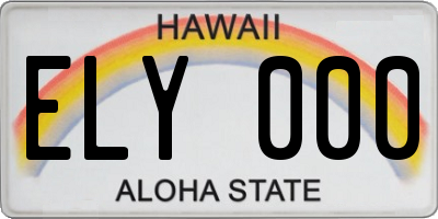 HI license plate ELY000