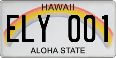 HI license plate ELY001