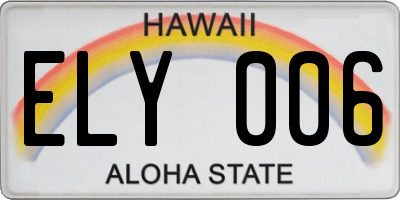 HI license plate ELY006