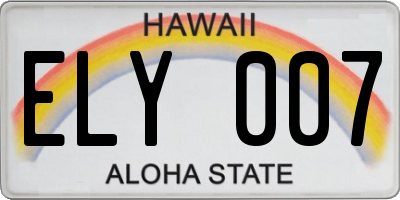 HI license plate ELY007