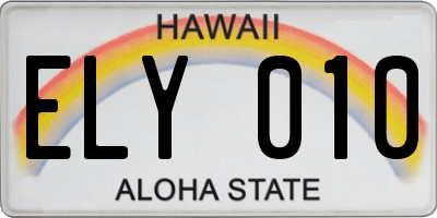 HI license plate ELY010
