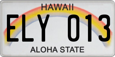 HI license plate ELY013