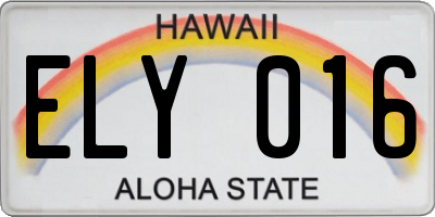 HI license plate ELY016