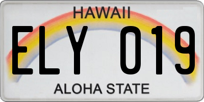 HI license plate ELY019