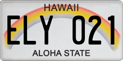 HI license plate ELY021