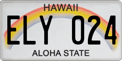 HI license plate ELY024