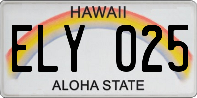 HI license plate ELY025