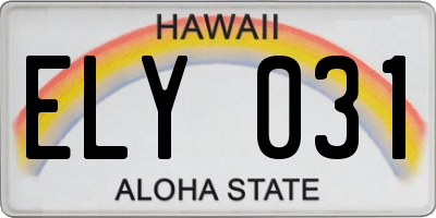 HI license plate ELY031