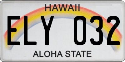 HI license plate ELY032