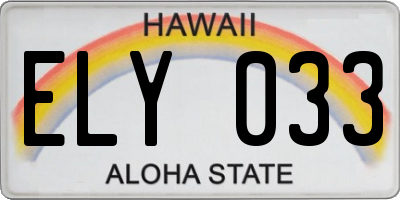 HI license plate ELY033