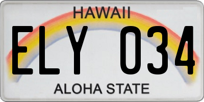 HI license plate ELY034