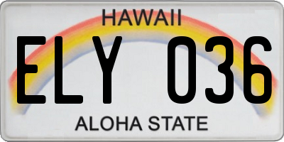 HI license plate ELY036