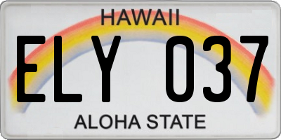 HI license plate ELY037